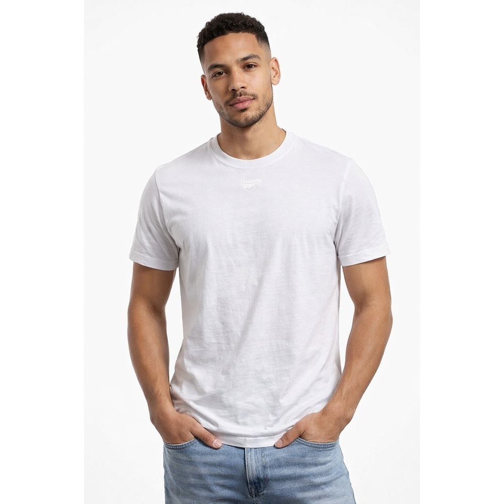 Reebok Mens Short Sleeve Crew Neck T-Shirt Lavender Embroidered Logo Gym Top S